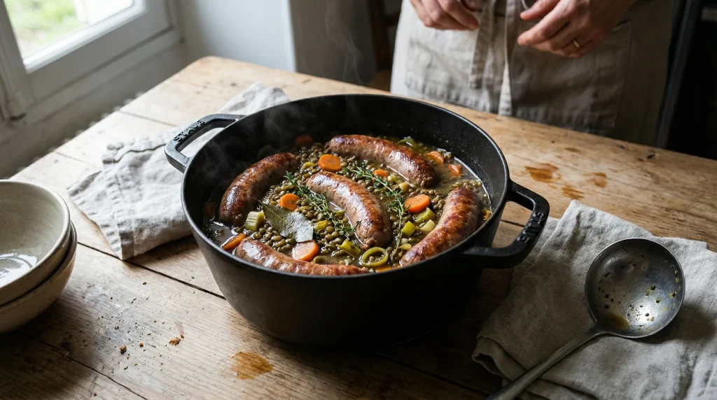 saucisses lentilles